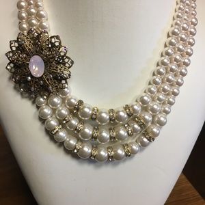 Faux Pearl and Swarovski Crystal Necklace